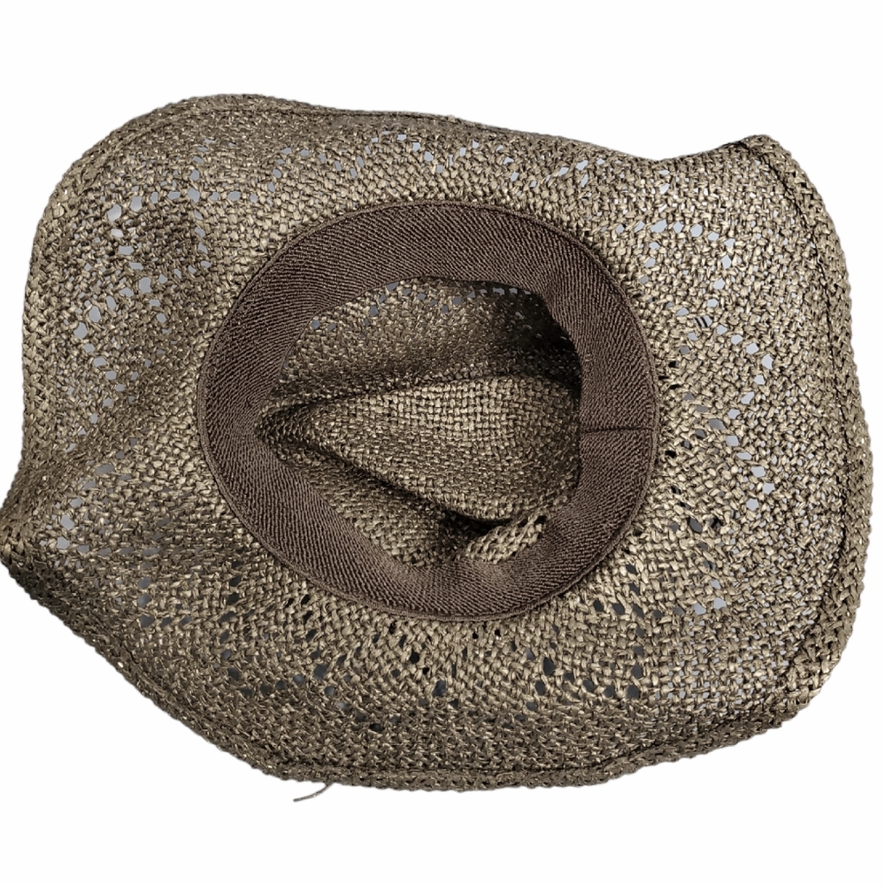 NWOT Black w/White Stones Straw Cowgirl/Cowboy Hat - Picture 3 of 3